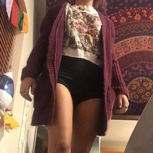 ZUMIEZ *almost famous* long maroon cardigan